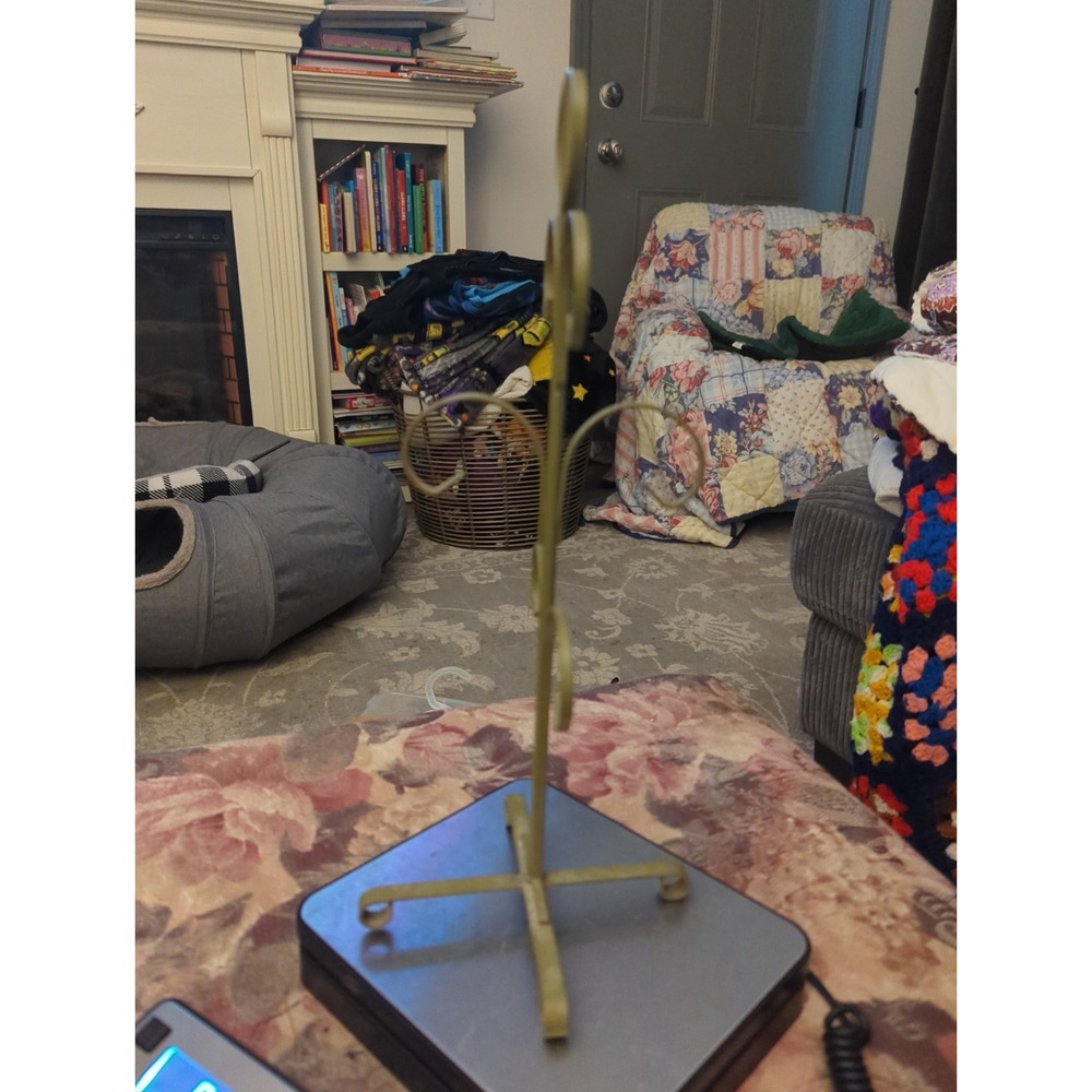 VTG Japan Avocado Green Metal Coffee Mug Tree Stand 6 Hook Cup Holder Rack MCM